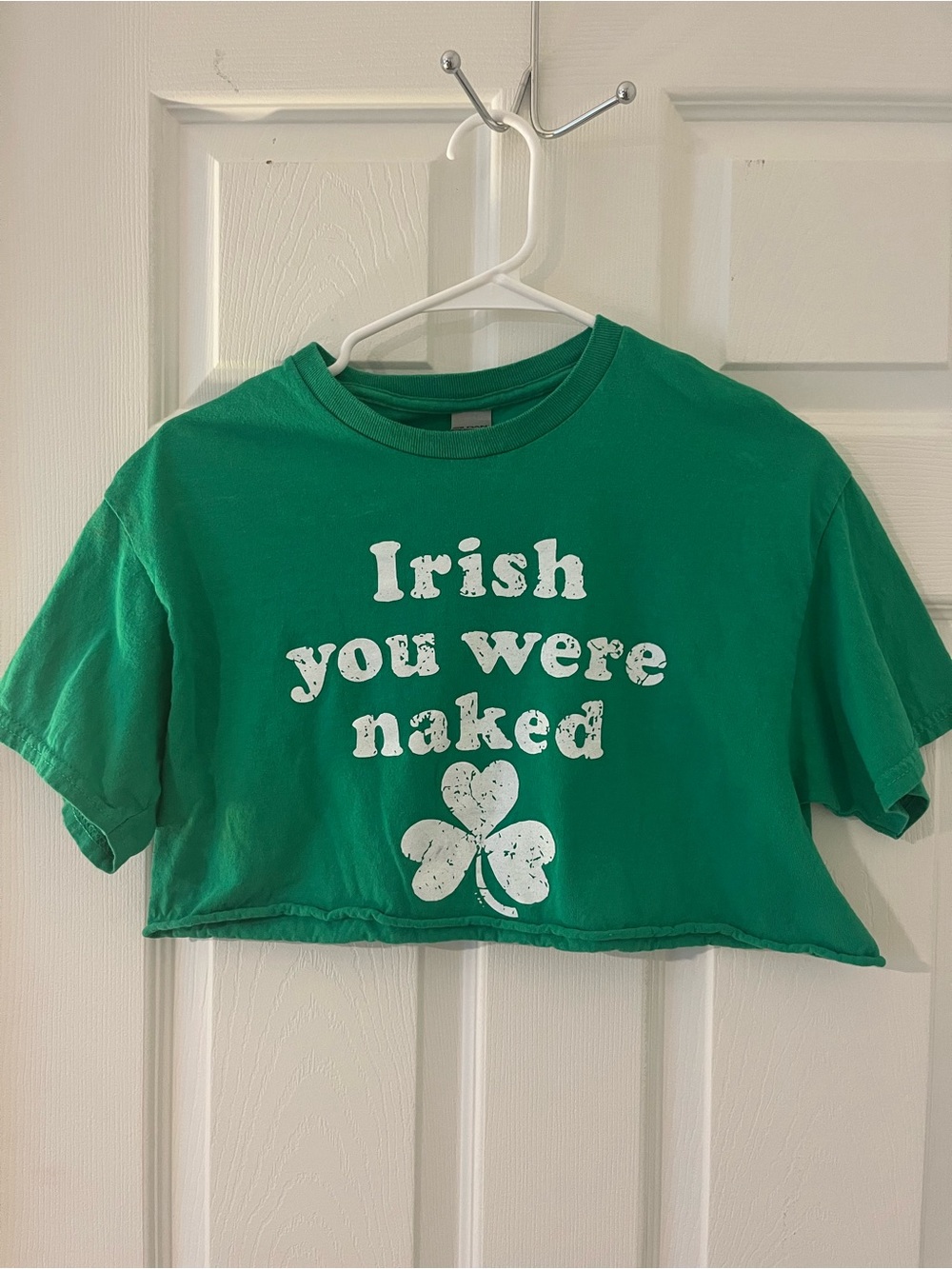 Kids Green 'Irish You Were Naked' Graphic Crop Tee